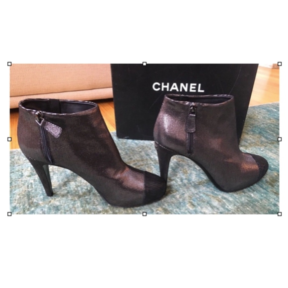 Chanel Metallic and Black Ankle Booties - Picture 6 of 6